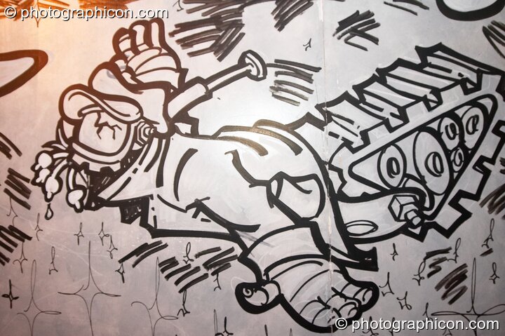 Live painting and graffiti art by in the Future Funk Room at Future Music. London, United Kingdom. © 2008 Photographicon