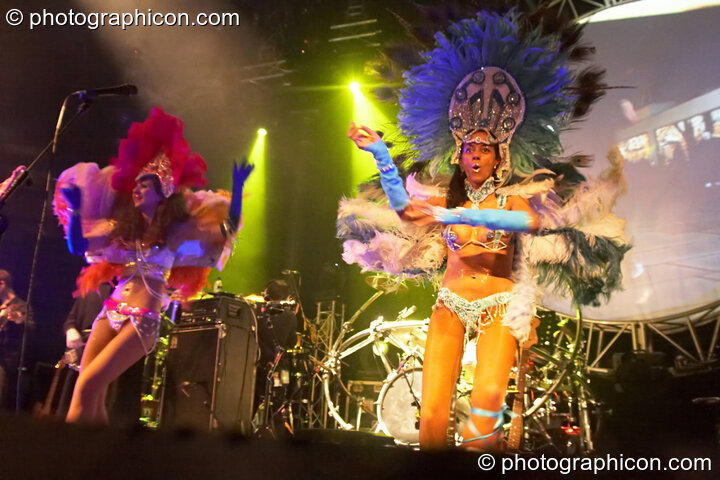 Dancing girls perform in exotic erotic costume at Shpongle Live in Concert. London, United Kingdom. © 2008 Photographicon