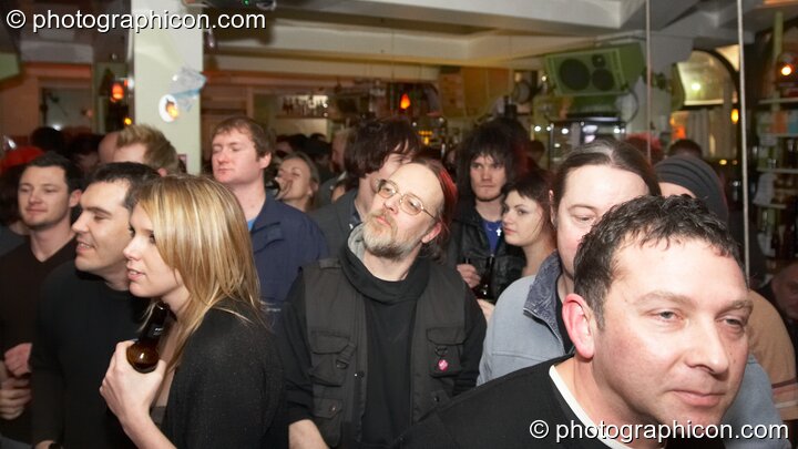 The audience dance to Eat Static performing live at the inSpiral Lounge in London. London, United Kingdom. © 2009 Photographicon