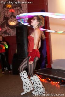 A woman spins an illuminated hoopa hoop at Electric Circus / Circus2Gaza. London, United Kingdom. © 2009 Photographicon