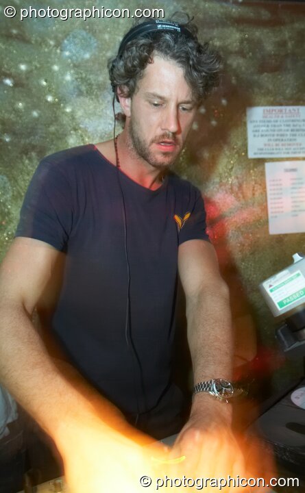 Peter Dijital DJs in the Techno room at the Haiti Appeal Party 09/04/2010. London, United Kingdom. © 2010 Photographicon