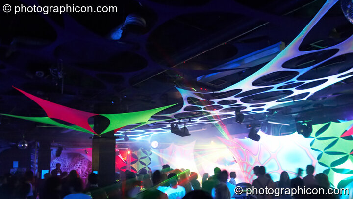 The Psytrance room decordated by Global Village at the Haiti Appeal Party 09/04/2010. London, United Kingdom. © 2010 Photographicon