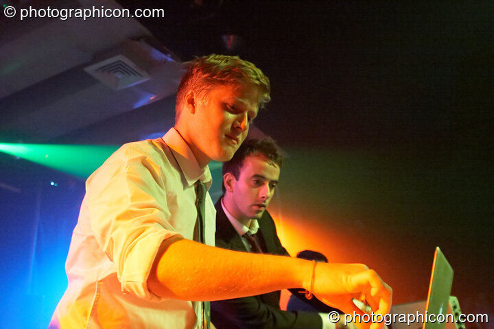 Ken Barrett and James Woodward of Atomic Drop perform in the Main Theatre at the Electric Circus. London, United Kingdom. © 2010 Photographicon