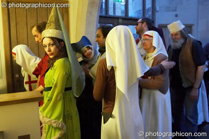 Backstage during a theatrical performance of The Southwark Mysteries 2010. London, United Kingdom. © 2010 Photographicon