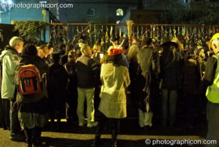 Participants honour The Goose and her outcast dead outside the gates of the old Cross Bones graveyard at The Halloween of the Cross Bones XIII. London, United Kingdom. © 2010 Photographicon