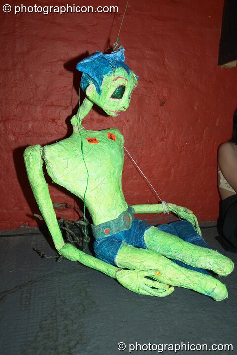 Puppet dancer in the Art Nation decor at the Synergy Project. London, United Kingdom. © 2004 Photographicon