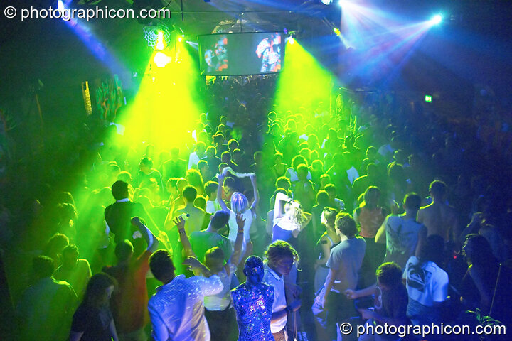 The dancing crowd in the Project Ozma space at the Synergy Project. London, United Kingdom. © 2004 Photographicon