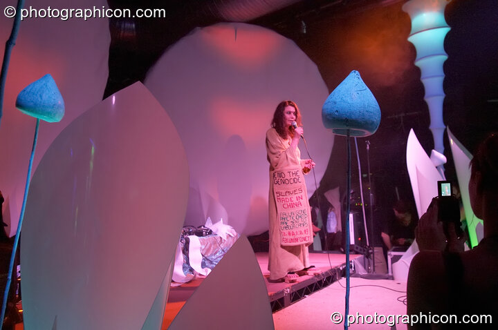 Woman modelling for an ethical fashion show in the IDspiral space at the Synergy Project. London, United Kingdom. © 2005 Photographicon
