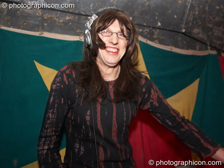 Barclay in drag on the Small World Stage at The Synergy Project. London, United Kingdom. © 2006 Photographicon