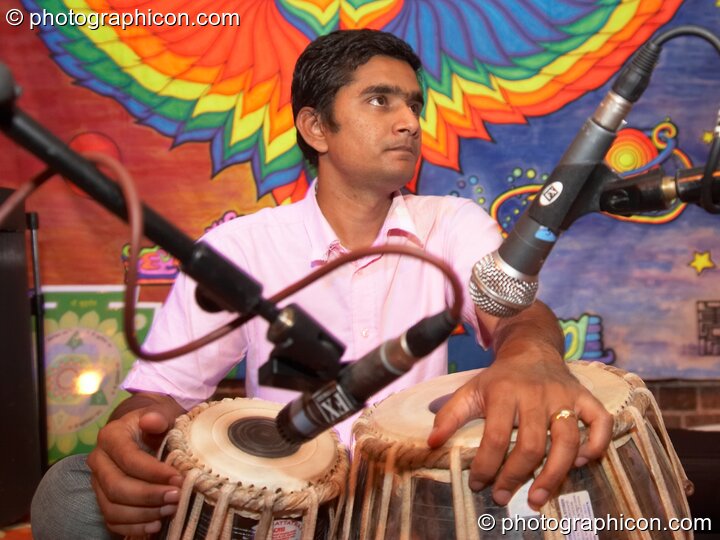 Ashok performing on the Sangita Sounds stage  at The Synergy Project. London, United Kingdom. © 2006 Photographicon
