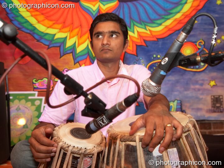 Ashok performing on the Sangita Sounds stage  at The Synergy Project. London, United Kingdom. © 2006 Photographicon