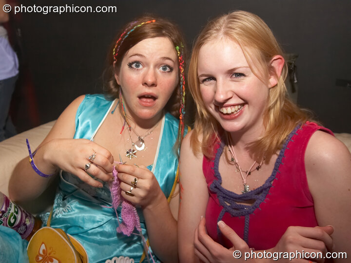 Two women have a relaxing knit in the EdensoundS space at The Synergy Project. London, United Kingdom. © 2006 Photographicon