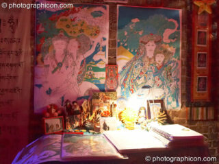 Muriel's stall sells beautiful Tibetan artwork in the EdensoundS space at The Synergy Project. London, United Kingdom. © 2006 Photographicon