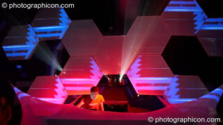 Mint performs on the Glitch-Out stage at The Synergy Project with decor by IDspiral and visual projections by Pixel Addicts. London, United Kingdom. © 2007 Photographicon