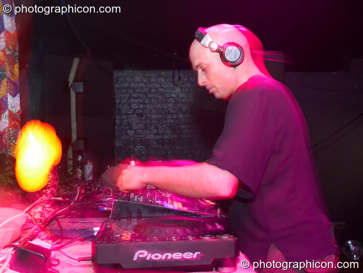 Dick Trevor DJing on the Kundalini stage at The Synergy Project. London, United Kingdom. © 2007 Photographicon