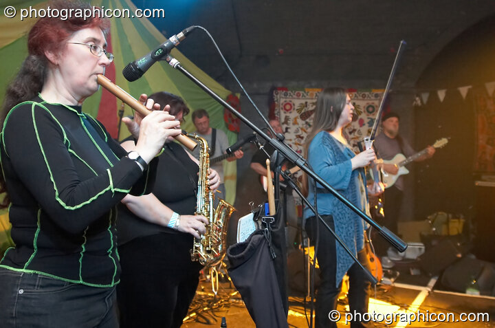 The Committee Band perform on the Ceilidh Project stage at The Synergy Project. London, United Kingdom. © 2007 Photographicon
