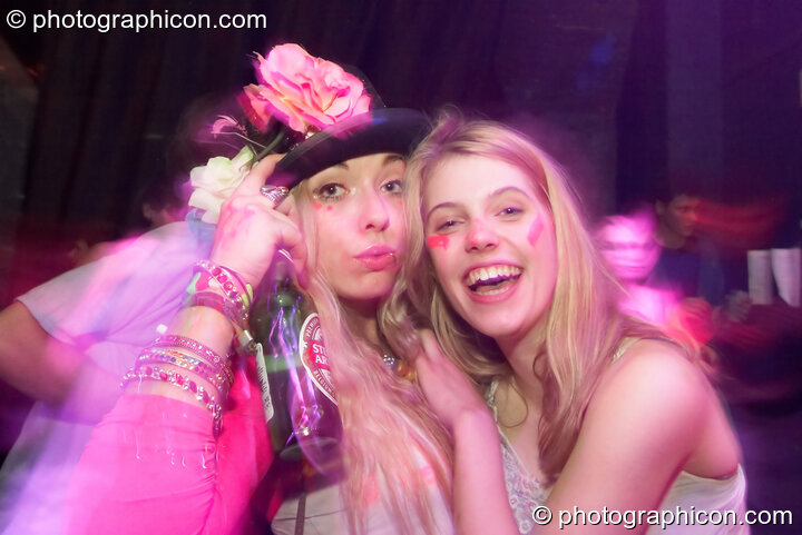 Two woman enjoy the party in the Liquid Records space at The Synergy Project. London, United Kingdom. © 2007 Photographicon