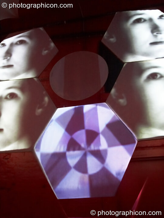 Visual installation by Pixel Addicts in the Ecoshelter / Archangel Breaks / Nu-School Hippies room at The Synergy Project. London, United Kingdom. © 2007 Photographicon