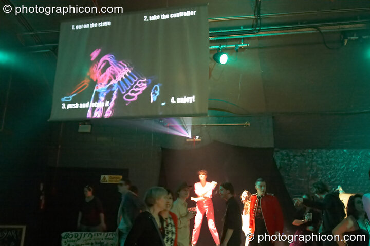 An interactive video installation by Visualchemy in the Events4Change / Nu-School Hippies room at The Synergy Project. London, United Kingdom. © 2008 Photographicon