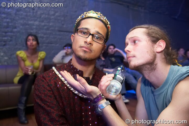 Two freinds play in the entrance space at Luminopolis (formerly The Synergy Project). London, United Kingdom. © 2008 Photographicon