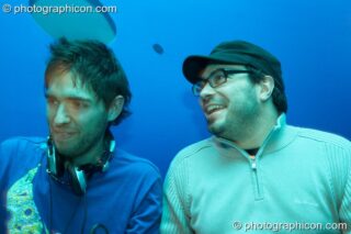 Giani (Native State Records) and Nova (Ultimae) DJ back2back in the inSpiral Lounge at Luminopolis (formerly The Synergy Project). London, United Kingdom. © 2008 Photographicon