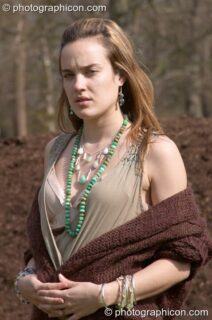 A woman shows off her jewellery during a shoot for Aksinia Jewellery. Kingston Upon Thames, United Kingdom. © 2005 Photographicon