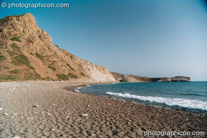 View of a beach bay at Agios Pavlos. Agios Pavlos, Greece. © 2002 Photographicon