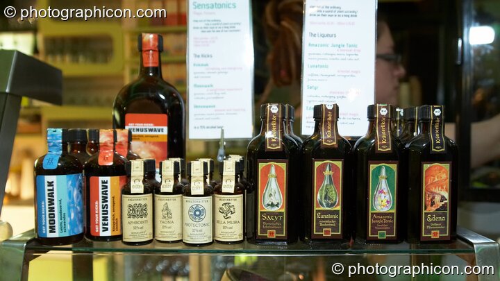 The Sensatonic elixir range in the inSpiral Lounge organic cafe and multimedia venue. London, United Kingdom. © 2008 Photographicon